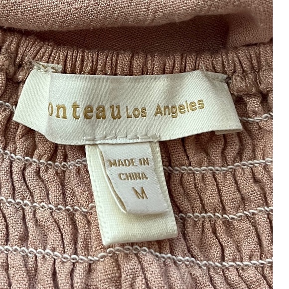 Monteau Women’s Light Pink Ruffled Linen Blend Boho Midi Dress Size Medium - Picture 4 of 5